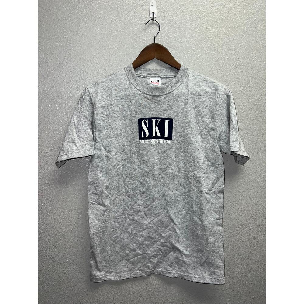 Vintage Breckenridge Ski Shirt Skiing Gray Colorado Tee Small